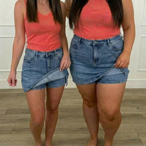 Plondry's Casual Stretch Denim Skorts